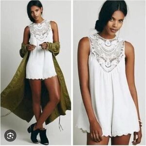 Free People x Jen’s Pirate Booty wanderlust Ivory Lace and Embroidered Romper XS